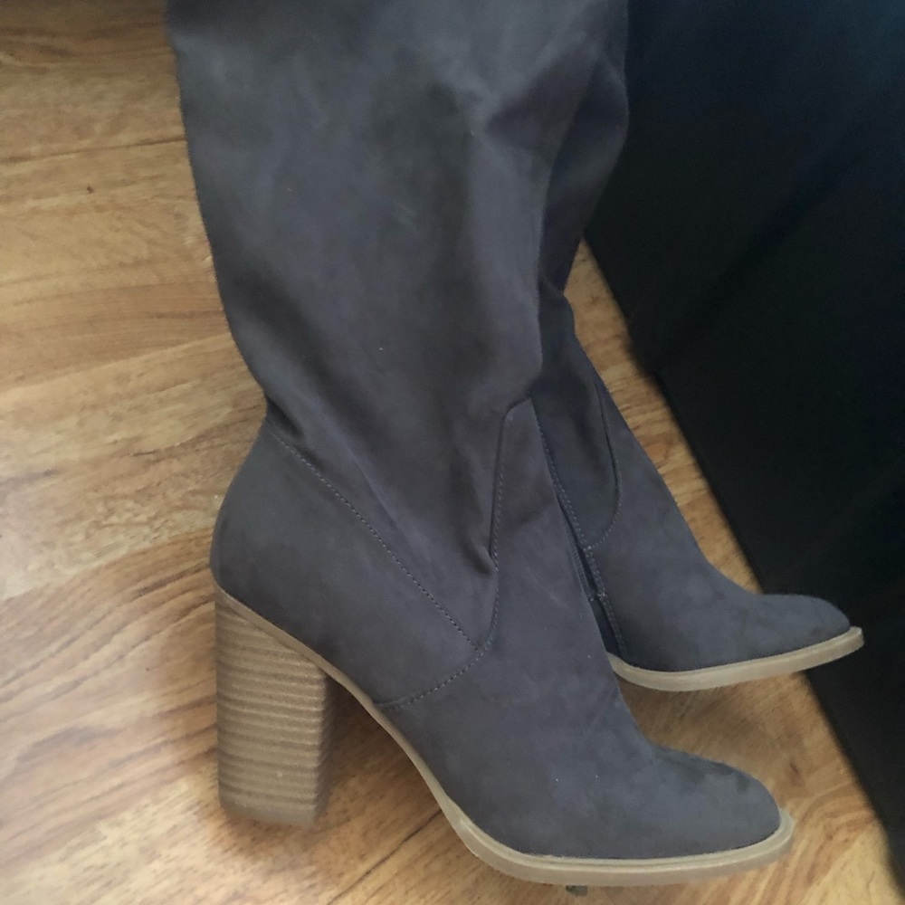 Suede knee high boots!